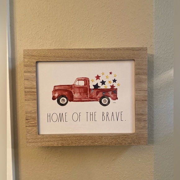 Rae Dunn Home Of The Brave Wall Sign, July 4th Decor, Red Pick-Up Truck & Stars - Picture 9 of 11